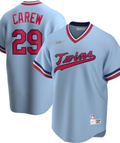 Rod Carew Minnesota TwinsRoad Cooperstown Collection Player Jersey  Light Blue