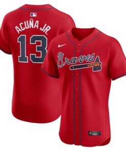 Ronald AcuÃ±a Jr. Atlanta BravesAlternate Elite Player Jersey  Red