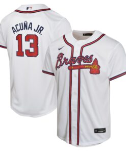 Ronald AcuÃ±a Jr. Atlanta BravesYouth Home Game Player Jersey  White 1