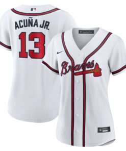 Ronald Acuna Jr. Atlanta BravesWomen_s Home Replica Player Jersey  White