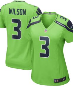 Russell Wilson Seattle Seahawks  Women_s Alternate Game Jersey  Neon Green