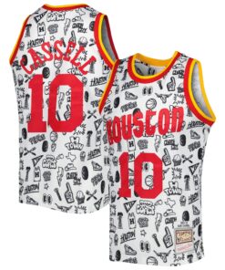 Sam Cassell Houston Rockets Mitchell &amp Ness 199394 Hardwood Classics Doodle Swingman Jersey - White