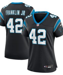 Sam Franklin Jr. Carolina Panthers  Women_s Team Game Jersey  Black 1