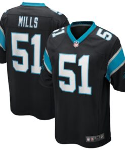 Sam Mills Carolina Panthers  Game Retired Player Jersey  Black