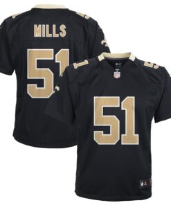 Sam Mills New Orleans Saints  Youth Retired Game Jersey  Black