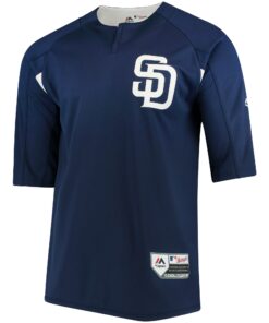 San Diego Padres Majestic Authentic Collection OnField 34Sleeve Batting Practice Jersey  NavyWhite