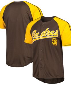 San Diego Padres Stitches ButtonDown Raglan Fashion Jersey  Brown