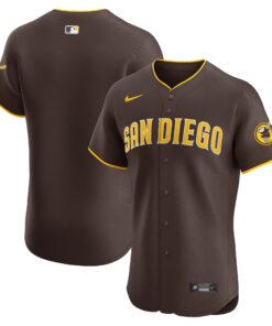  San Diego PadresRoad Vapor Premier Elite Patch Jersey  Brown