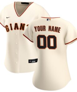 San Francisco GiantsWomen_s Home Replica Custom Jersey  Cream