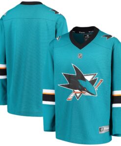 San Jose Sharks Fanatics Youth Home Replica Blank Jersey  Teal