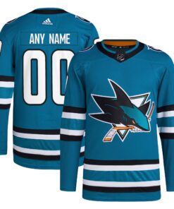  San Jose Sharks  Home  Primegreen Authentic Custom Jersey  Teal