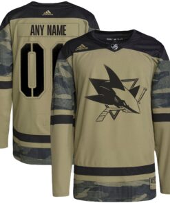 San Jose Sharks Military Appreciation Team Authentic Custom Practice Jersey  Camo
