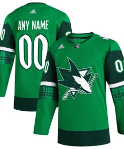  San Jose Sharks St. Patrick_s Day Authentic Custom Jersey  Kelly Green