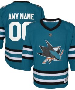 San Jose Sharks Youth Home Replica Custom Jersey  Teal