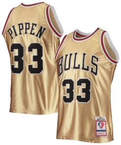 Scottie Pippen Chicago Bulls Mitchell &amp Ness 75th Anniversary 199798 Hardwood Classics Swingman Jersey - Gold