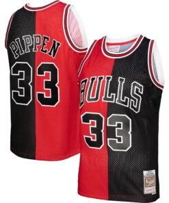 Scottie Pippen Chicago Bulls Mitchell &amp Ness Hardwood Classics 199798 Split Swingman Jersey - RedBlack 1