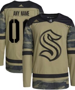 Seattle Kraken Military Appreciation Team Authentic Custom Practice Jersey  Camo