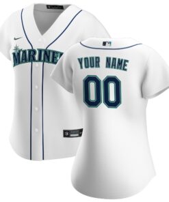 Seattle MarinersWomen_s Home Replica Custom Jersey  White