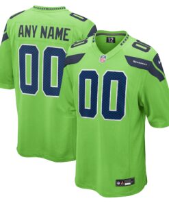 Seattle Seahawks  Alternate Custom Game Jersey  Neon Green