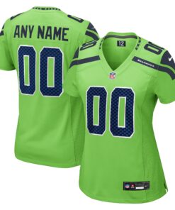 Seattle Seahawks  Women_s Alternate Custom Game Jersey  Neon Green