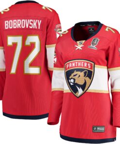 Sergei Bobrovsky Florida Panthers Fanatics Women_s Home 2024 Stanley Cup Champions Breakaway Player Jerseynbspâ€“ Red