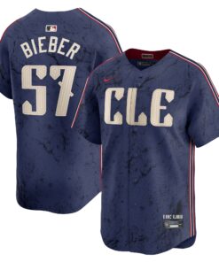 Shane Bieber Cleveland Guardians2024 City Connect Limited Jersey  Navy