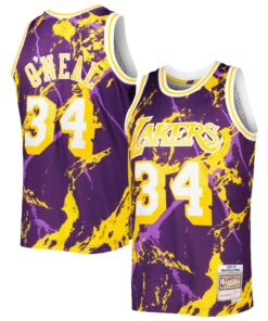Shaquille O'Neal Los Angeles Lakers Mitchell &amp Ness 199697 Hardwood Classics Marble Swingman Jersey - Purple