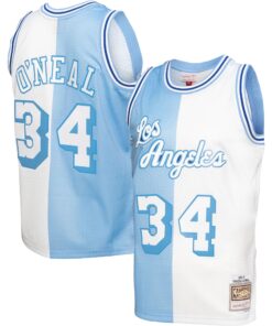 Shaquille O'Neal Los Angeles Lakers Mitchell &amp Ness Hardwood Classics 199697 Split Swingman Jersey - Powder BlueWhite