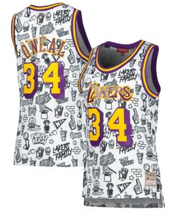 Shaquille O'Neal Los Angeles Lakers Mitchell &amp Ness Women's 1996 Doodle Swingman Jersey - White