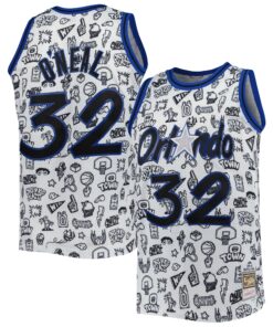 Shaquille O'Neal Orlando Magic Mitchell &amp Ness 199495 Hardwood Classics Doodle Swingman Jersey - White