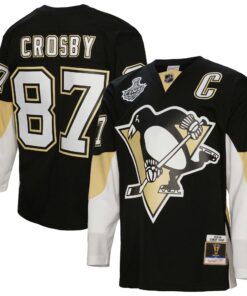 Sidney Crosby Pittsburgh Penguins Mitchell amp Ness Big amp Tall 2008 Captain Patch Blue Line Player Jersey  Black
