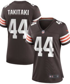 Sione Takitaki Cleveland Browns  Women_s Game Jersey  Brown