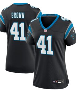 Spencer Brown Carolina Panthers  Women_s Team Game Jersey  Black