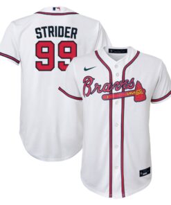 Spencer Strider Atlanta BravesYouth Home Replica Player Jersey  White