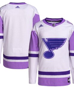 St. Louis Blues Hockey Fights Cancer Primegreen Authentic Blank Practice Jersey  WhitePurple