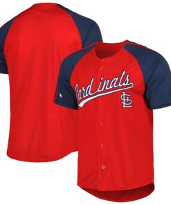 St. Louis Cardinals Stitches ButtonDown Raglan Fashion Jersey  Red