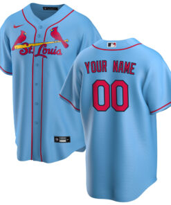 St. Louis CardinalsAlternate Replica Custom Jersey  Light Blue