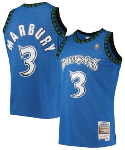 Stephon Marbury Minnesota Timberwolves Mitchell &amp Ness 199697 Hardwood Classics Swingman Jersey - Blue