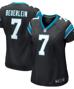 Steve Beuerlein Carolina Panthers  Women_s Retired Player Jersey  Black 1