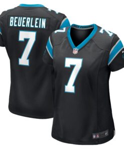 Steve Beuerlein Carolina Panthers  Women_s Retired Player Jersey  Black