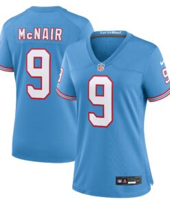 Steve McNair Tennessee Titans  Women_s Oilers Throwback Retired Player Game Jersey  Light Blue
