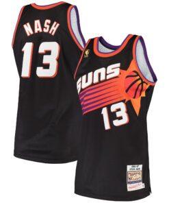 Steve Nash Phoenix Suns Mitchell &amp Ness 199697 Hardwood Classics Authentic Jersey - Black