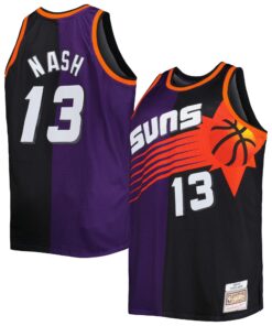 Steve Nash Phoenix Suns Mitchell &amp Ness Big &amp Tall Hardwood Classics 199697 Split Swingman Jersey - PurpleBlack