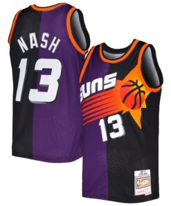 Steve Nash Phoenix Suns Mitchell &amp Ness Hardwood Classics 199697 Split Swingman Jersey - PurpleBlack