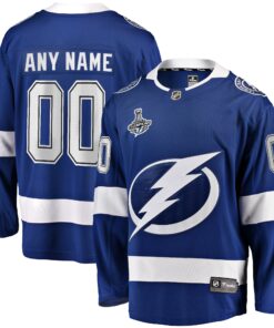 Tampa Bay Lightning Fanatics 2021 Stanley Cup Champions Home Breakaway Custom Jersey  Blue