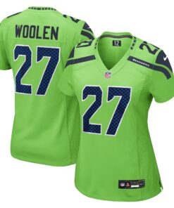 Tariq Woolen Seattle Seahawks  Women_s  Game Jersey  Neon Green