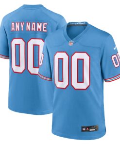 Tennessee Titans  Oilers Throwback Custom Game Jersey  Light Blue