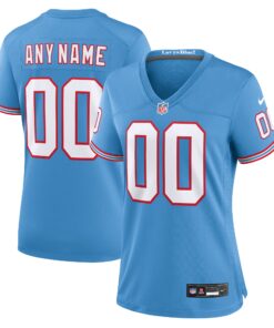 Tennessee Titans  Women_s Oilers Throwback Custom Game Jersey  Light Blue