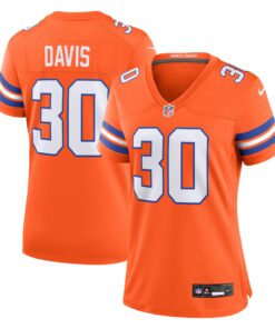 Terrell Davis Denver Broncos  Women_s Mile High Collection 1977 Throwback Retired Player Game Jersey  Orange