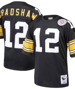 Terry Bradshaw Pittsburgh Steelers Mitchell amp Ness Authentic Throwback Retired Player Jersey  Black